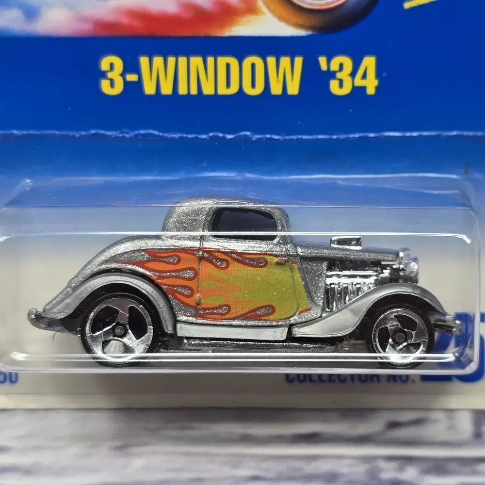 Hot Wheels 3-Window '34 #257 Silver Die-Cast Car 1991